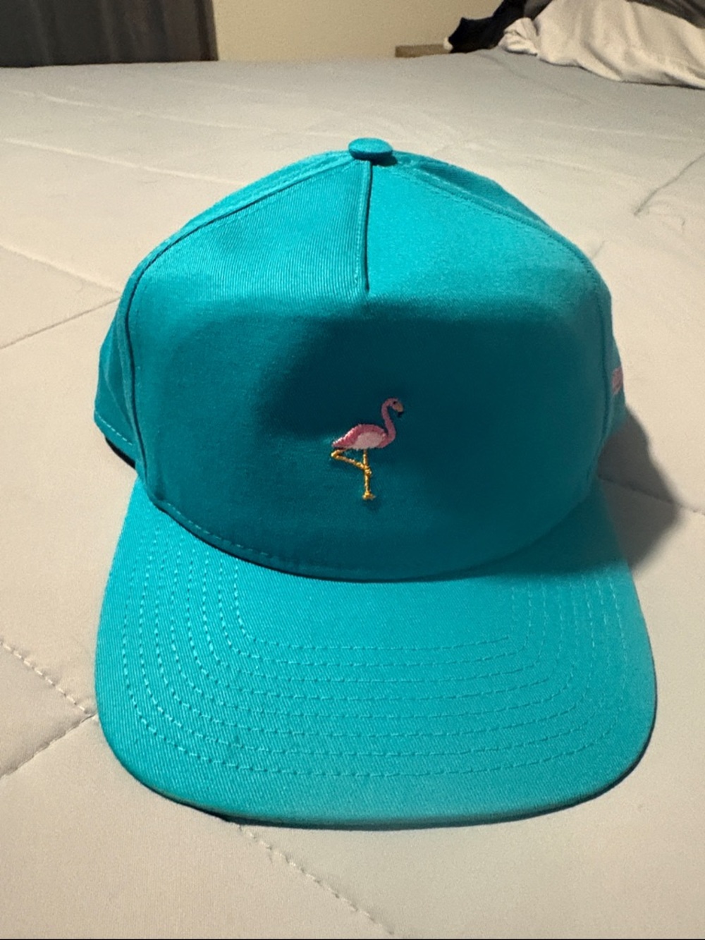 Teal Flamingo Embroidered Cap